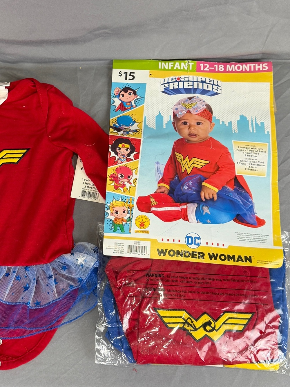 Wonder Woman Costume 12-18 Months NWT Jumper Tutu Cape Booties Headpiece